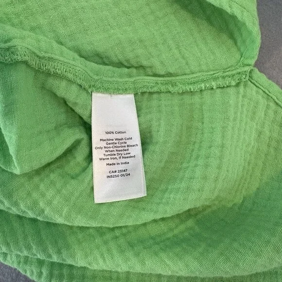 TALBOTS Airy Gauze Tie Sleeve Top - Bright Lime Plus SZ 1X Lightweight, Casual - Picture 7 of 8